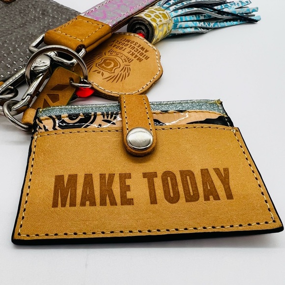 Consuela Pretty Gray Wristlet and card holder with Multicolor Strap EUC - Picture 5 of 11